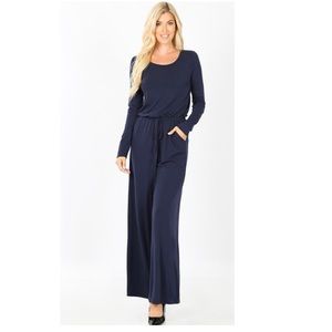 NWT Navy Long-Sleeve Jumpsuit